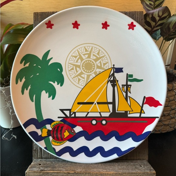 VINTAGE Taipro Melamine Sailboat Ocean Platter Plate - Picture 1 of 6